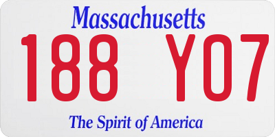 MA license plate 188YO7