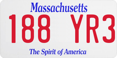 MA license plate 188YR3