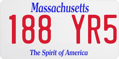 MA license plate 188YR5