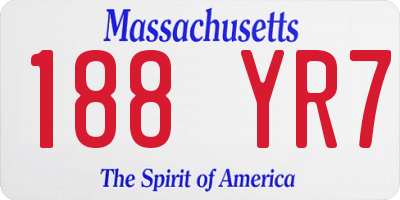 MA license plate 188YR7