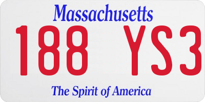 MA license plate 188YS3