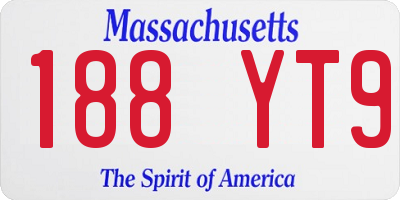 MA license plate 188YT9