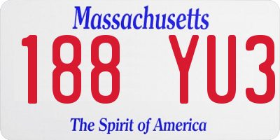 MA license plate 188YU3