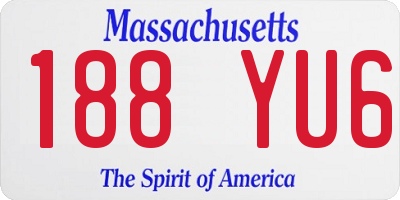 MA license plate 188YU6
