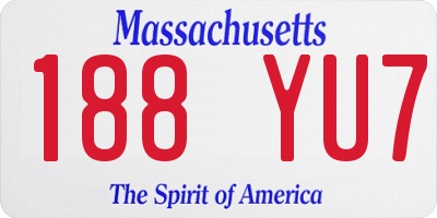 MA license plate 188YU7