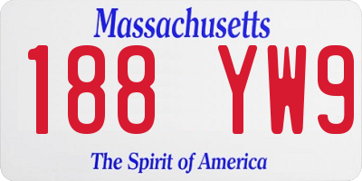 MA license plate 188YW9