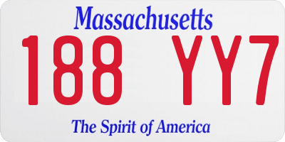 MA license plate 188YY7