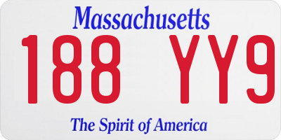 MA license plate 188YY9
