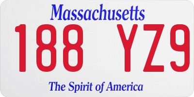 MA license plate 188YZ9