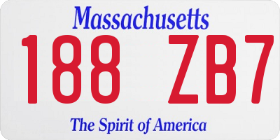 MA license plate 188ZB7