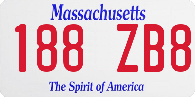 MA license plate 188ZB8