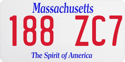 MA license plate 188ZC7