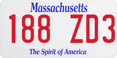 MA license plate 188ZD3