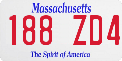 MA license plate 188ZD4