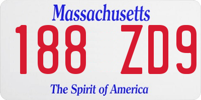 MA license plate 188ZD9