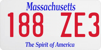 MA license plate 188ZE3