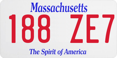 MA license plate 188ZE7