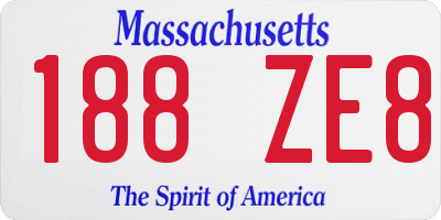 MA license plate 188ZE8