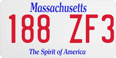 MA license plate 188ZF3
