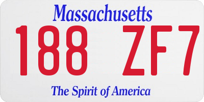 MA license plate 188ZF7