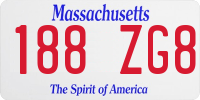 MA license plate 188ZG8