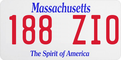 MA license plate 188ZI0
