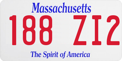 MA license plate 188ZI2