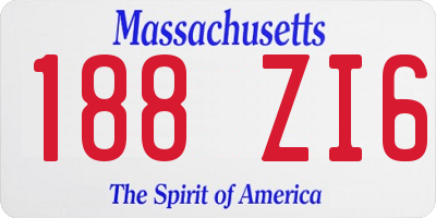 MA license plate 188ZI6