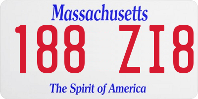 MA license plate 188ZI8