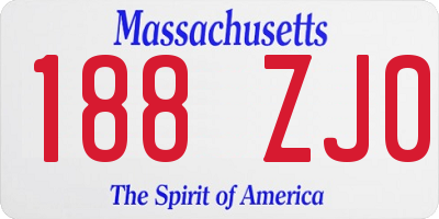 MA license plate 188ZJ0