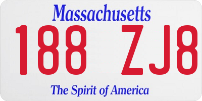 MA license plate 188ZJ8