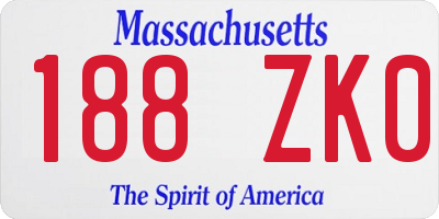 MA license plate 188ZK0