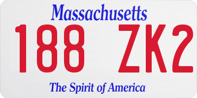 MA license plate 188ZK2