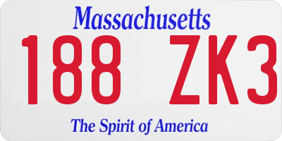 MA license plate 188ZK3