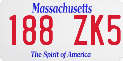 MA license plate 188ZK5