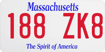 MA license plate 188ZK8