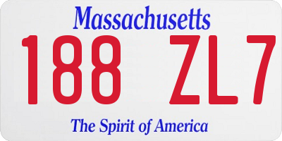 MA license plate 188ZL7