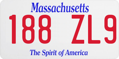 MA license plate 188ZL9