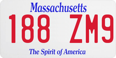 MA license plate 188ZM9