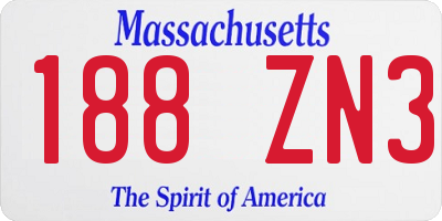 MA license plate 188ZN3