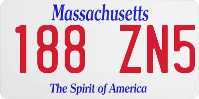MA license plate 188ZN5