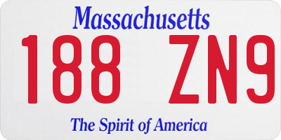 MA license plate 188ZN9