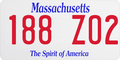 MA license plate 188ZO2