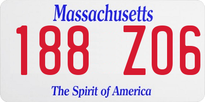 MA license plate 188ZO6