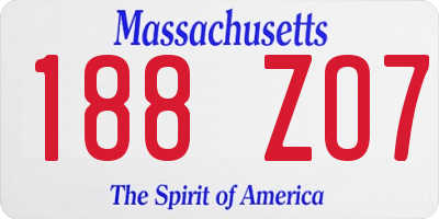 MA license plate 188ZO7