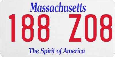 MA license plate 188ZO8