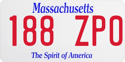 MA license plate 188ZP0