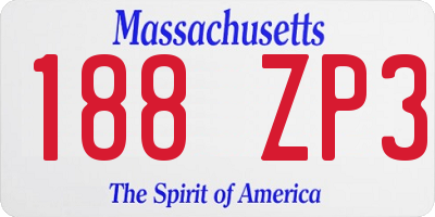 MA license plate 188ZP3
