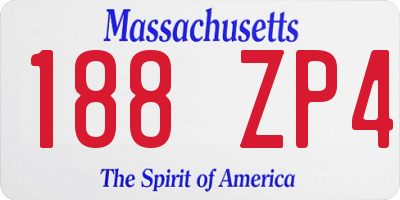 MA license plate 188ZP4