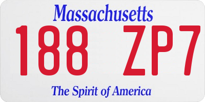 MA license plate 188ZP7